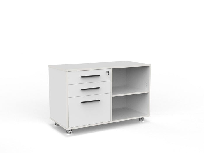 Cubit Caddy with Right or Left Hand Drawer Configuration, 2 Drawers plus File Storage, White