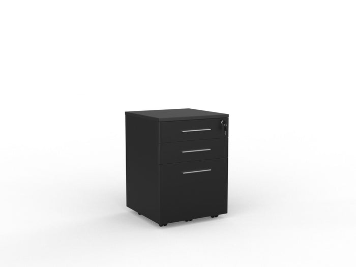 Cubit Locking 2 Draw plus File Storage Mobile Cabinet - Black Silver KG_NCBM2F_BL