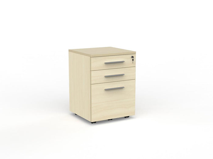 Cubit Locking 2 Draw plus File Storage Mobile Cabinet - Nordic Maple Silver KG_NCBM2F_NM