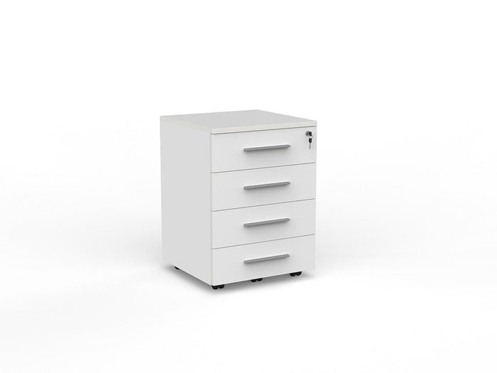Cubit Locking 4 Draw Mobile - White Silver KG_NCBM4_W