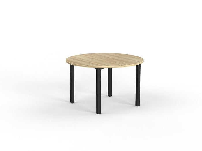 Cubit Meeting Table 1200mm Round - Black Frame (Choice of Worktop Colours) Atlantic Oak KG_NCBMT12_B_AO