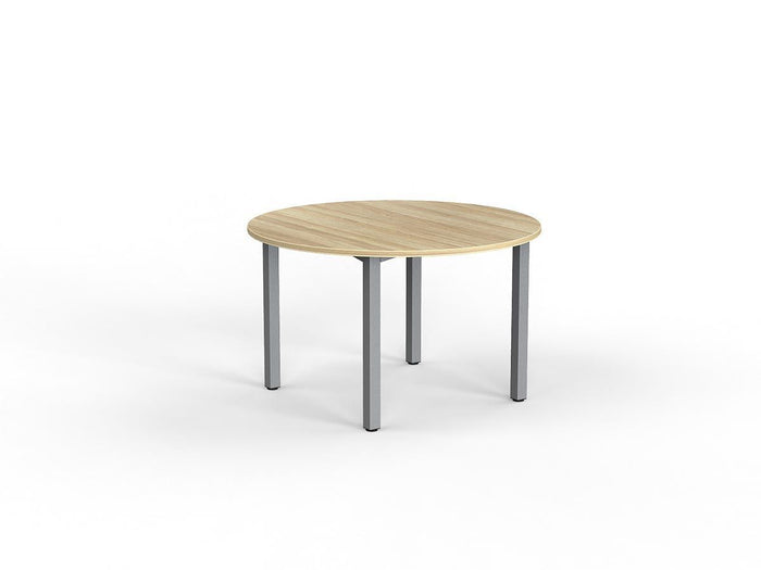 Cubit Meeting Table 1200mm Round - Silver Frame (Choice of Worktop Colours) Atlantic Oak KG_NCBMT12_AO