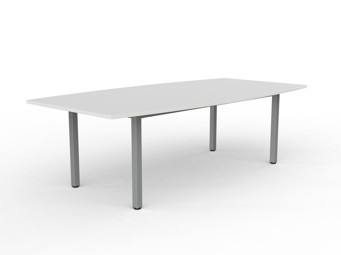 Knight's Cubit Boardroom Table 2400mm x 1200mm, Boat Shaped Top, Silver Frame (Choice of Worktop Colours)