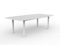 Knight's Cubit Boardroom Table 2400mm x 1200mm, Boat Shaped Top, White Frame (Choice of Worktop Colours)