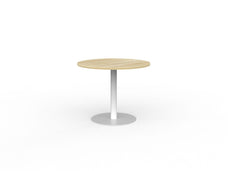 Knight's Polo Meeting Table 900mm Round, White Frame, Atlantic Oak Top