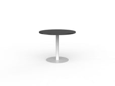 Knight's Polo Meeting Table 900mm Round, White Frame, Black Top