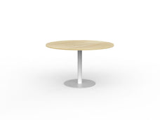 Knight's Polo Meeting Table 1200mm Round, White Frame, Atlantic Oak Top