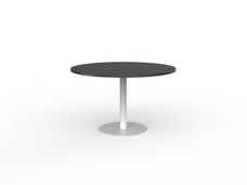 Knight's Polo Meeting Table 1200mm Round, White Frame, Black Top