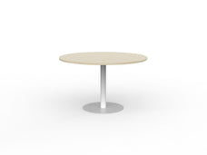 Knight's Polo Meeting Table 1200mm Round, White Frame, Nordic Maple Top