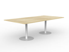 Knight's Polo Boardroom Table 2400mm x 1200mm, Rectangle Shape Autumn Oak Top, White Frame