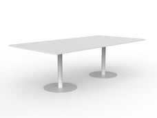 Knight's Polo Boardroom Table 2400mm x 1200mm, Rectangle Shape White Top, White Frame
