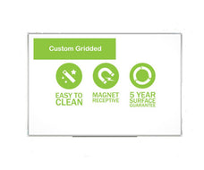 Custom Gridded Lacquered Whiteboard 600 x 600mm - Magnetic BVWL0606-CG