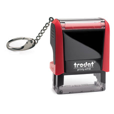 Custom Made Rubber Stamp, Self-Inking, 25mm x 8mm Print Area, Trodat 4910 with Key Ring Please select pad colour ER4910RKRC