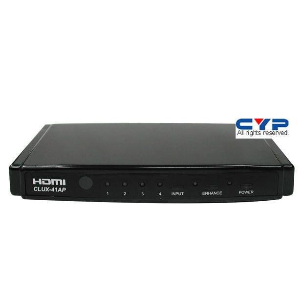 CYP HDMI 4 in 1 out Switch HDMI, HDCP 1.1 and DVI 1.0 compliant. Includes remote control CDHDMI41SP