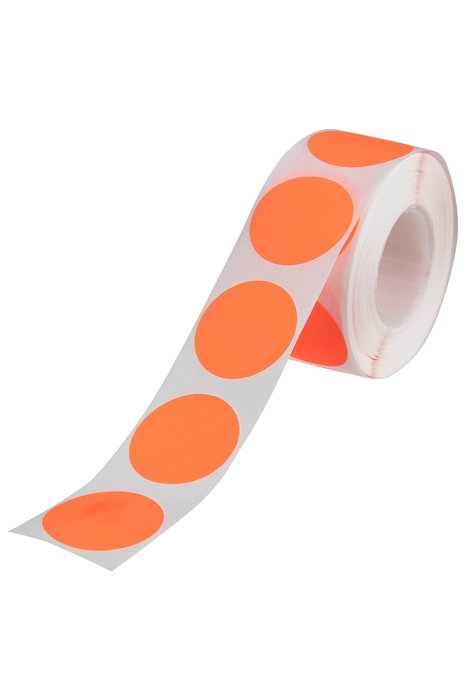 Quikstik Label Dispenser Circle 24mm Fluoro Red 350 Labels, Permanent Adhesive