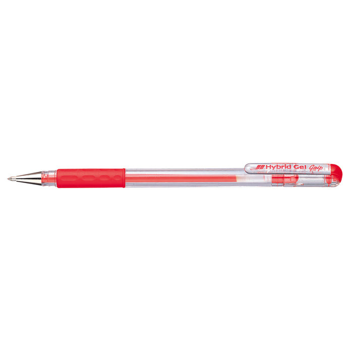 Pentel K116 Hybrid Gel Grip Roller Pen 0.6mm Red - Pack of 12