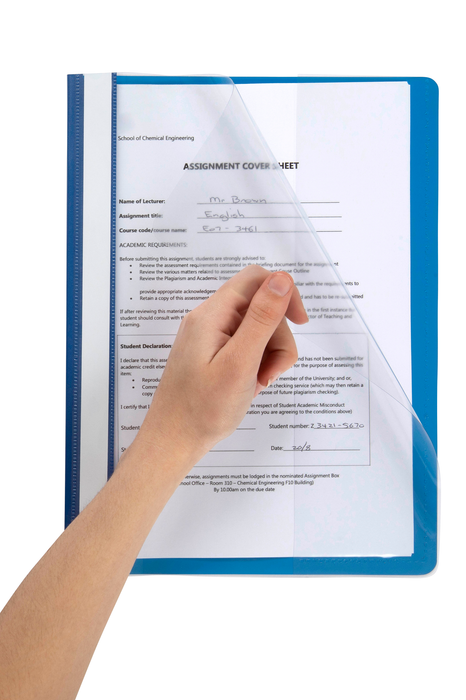 Marbig A4 Deluxe Flat File, Clear Front Cover, Blue