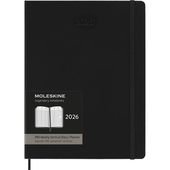 2026 Moleskine Professional, 190mm x 250mm Hard Cover Diary, Week To View,  Black