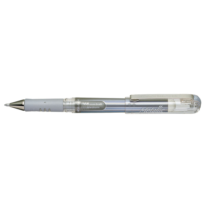 Pentel Hybrid Gel Grip Dx Gell Roller Pen Stick K230 1.0mm Silver - Pack of 12