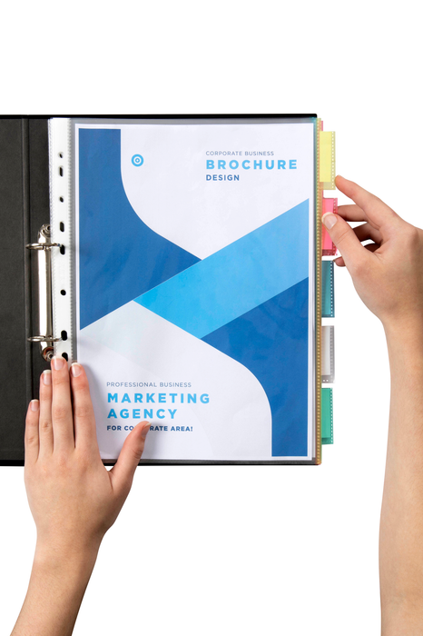 Marbig A4 Clear Polypropylene Pockets, 5 Tabs