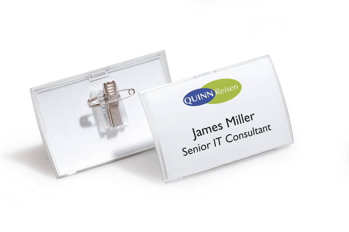 Durable Name Badge With Click Fold Combi Clip, 54mm x 90mm, Box of 25