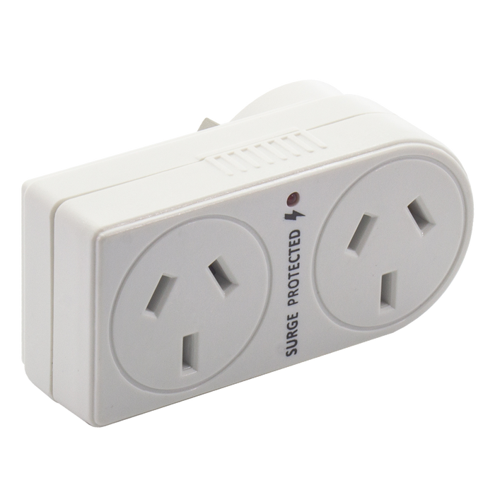 The Brute Power Co. Double Power Adaptor - Flat Left + Surge Protection
