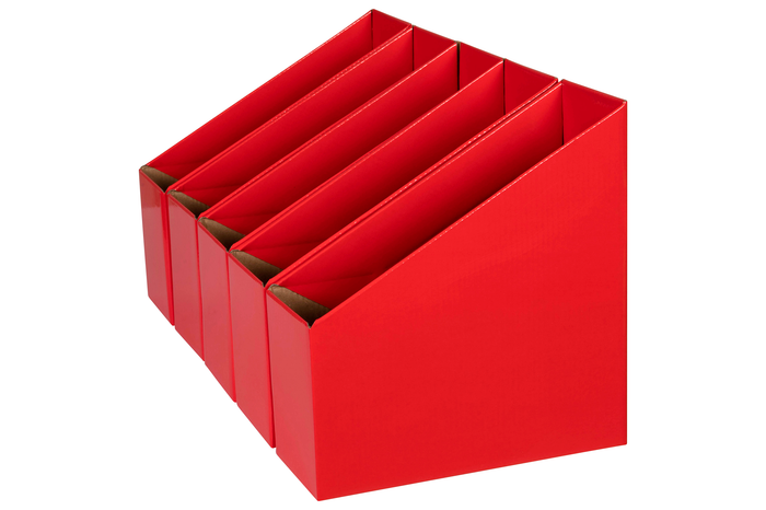 Marbig Narrow Book Box Red 5's pack