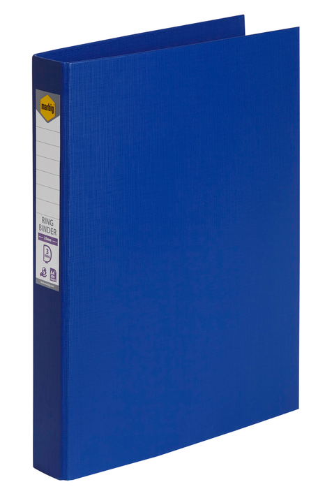 Marbig A4 PE Linen 25mm 3D Ring Binder, Blue