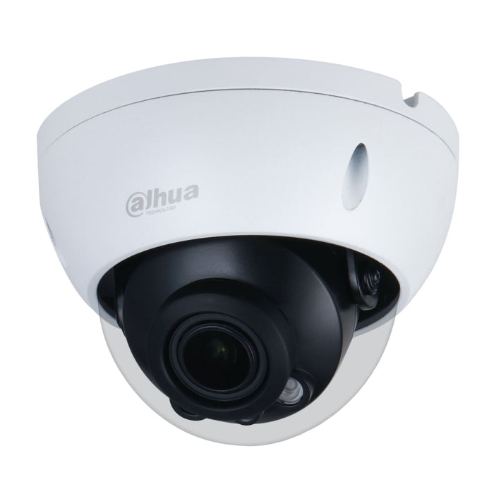 DAHUA 8MP IP Lite IR Vari-focal Dome Network Camera with 2.7 - 13.5mm Lens. Max 8MP (3840x2160) @15fps. H.264/H.265 Dual-stream IR 60m. WDR, 3D DNR, HLC, BLC, IP67, IK10, 12V DC/POE CDIPC-HDBW2831RP