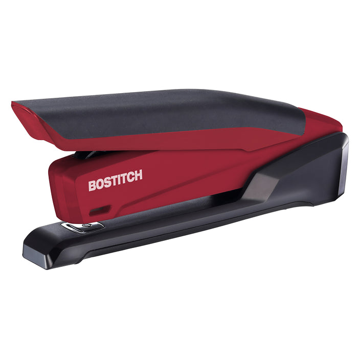 Bostitch Low Force Stapler, InPower Premium Antimicrobial, Red, Full Strip, 20 Sheet