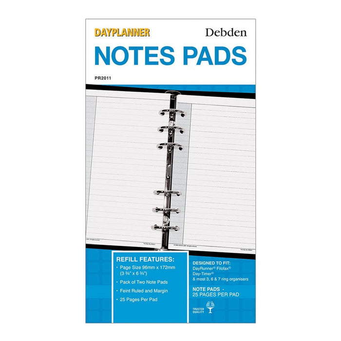 Debden 6 Ring Personal Dayplanner Notepad Refill - Pack of 2 FPCDPR2011
