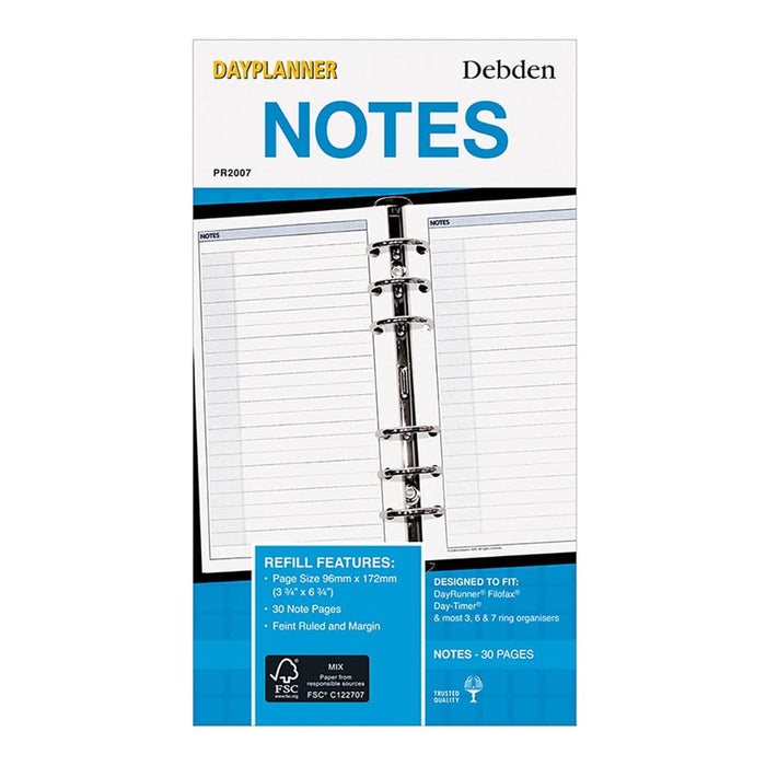 Debden 6 Ring Personal Dayplanner Notes Refill FPCDPR2007