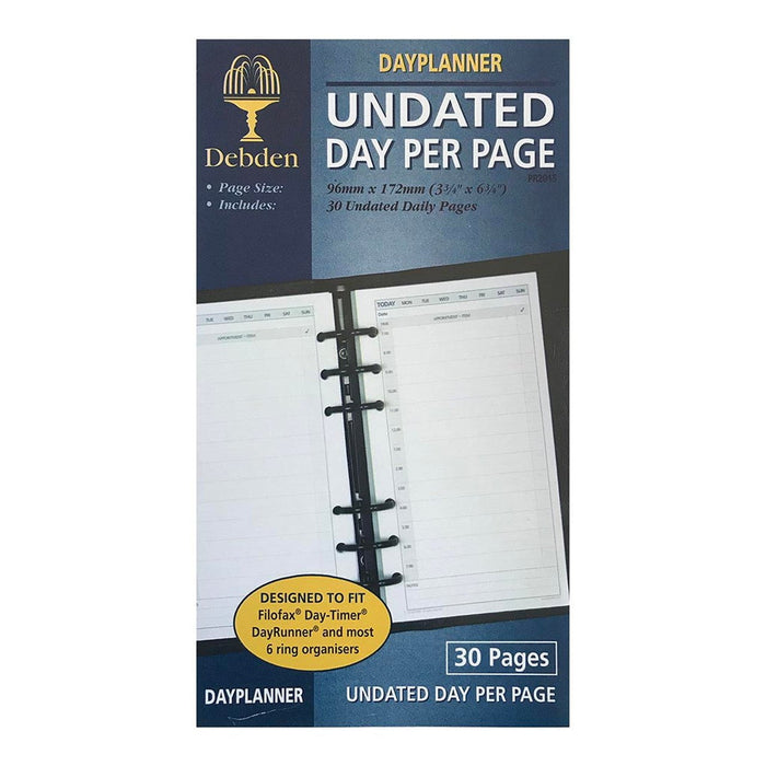 Debden 6 Ring Undated Day To A Page Personal Dayplanner Refill FPCDPR2015