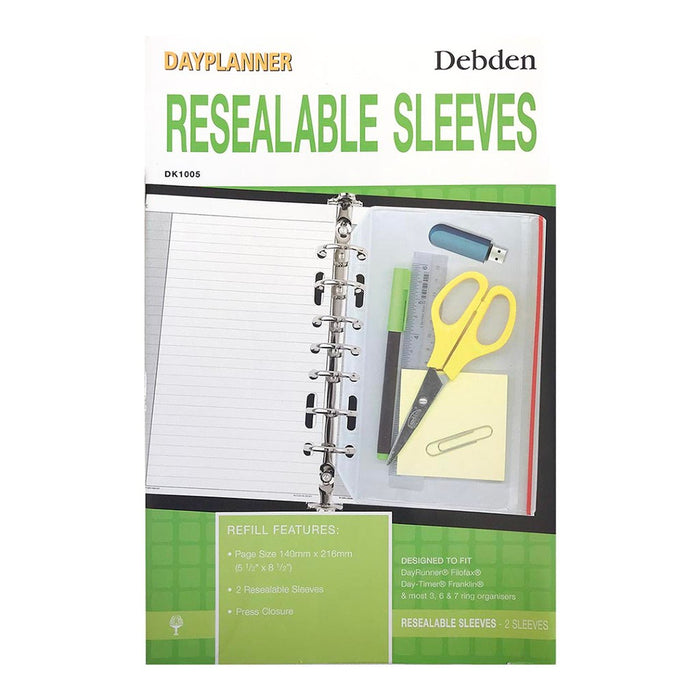Debden 7 Ring Desk Dayplanner Resealable Sleeve - Pack of 2 FPCDDK1005