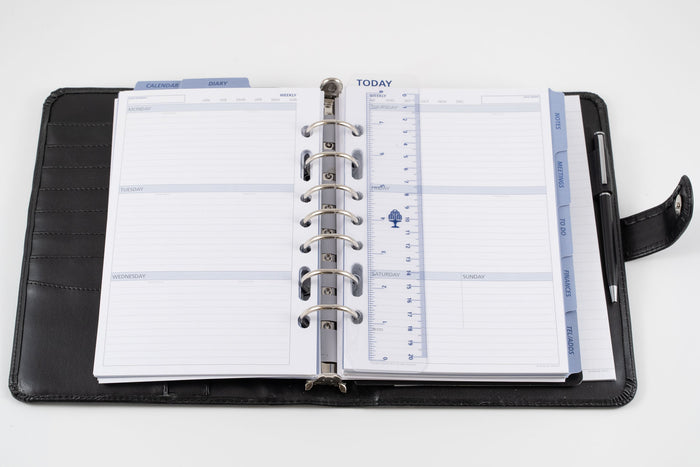 Debden Dayplanner Desk Organiser, Snap Closure, 190mm x 250mm, PU Black CX1001188-DO