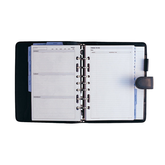 Debden Dayplanner Desk Organiser, Snap Closure, 190mm x 250mm, PU Black CX1001188-DO
