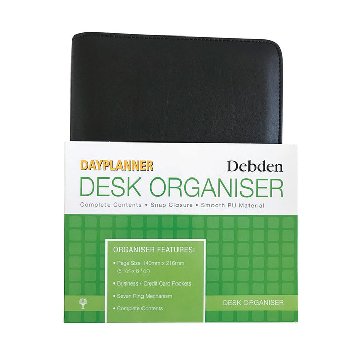 Debden Dayplanner Desk Organiser, Snap Closure, 190mm x 250mm, PU Black CX1001188-DO