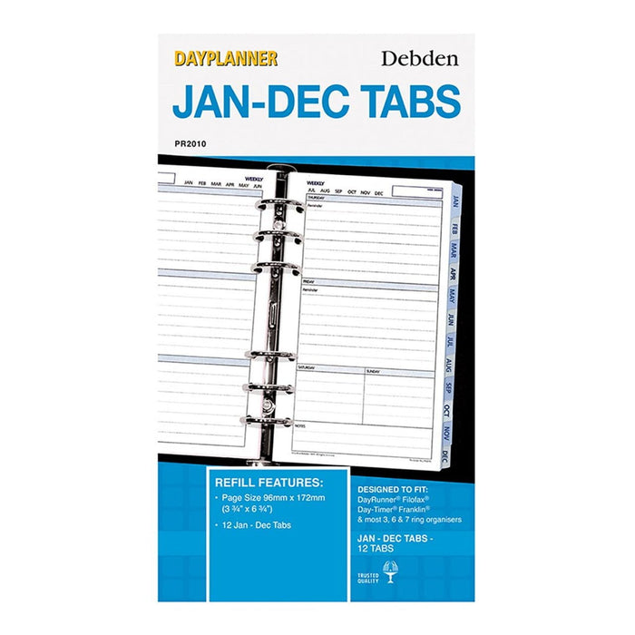 Debden Jan to Dec Tabs for 6 Ring Personal Dayplanner FPCDPR2010