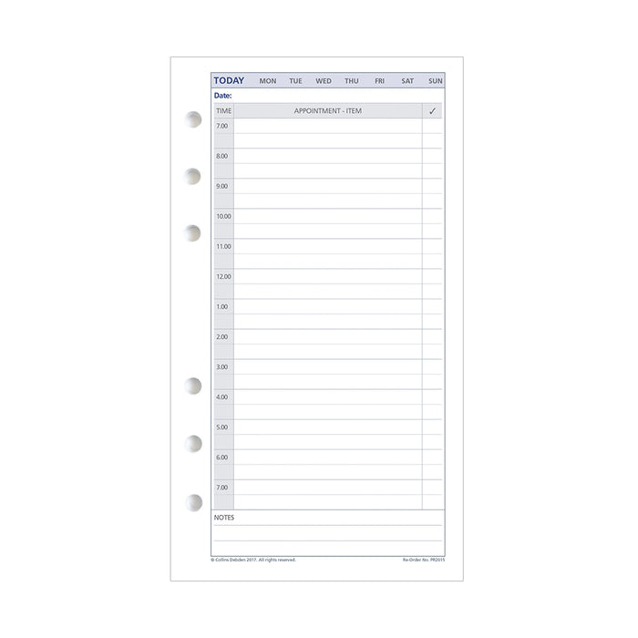 Debden Personal Undated Dayplanner Day to a Page Refill CX1001209