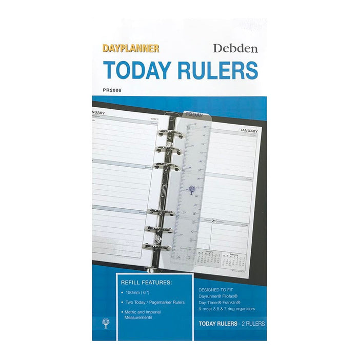 Debden Today Ruler for 6 Ring Personal Dayplanner - Pack of 2 FPCDPR2008