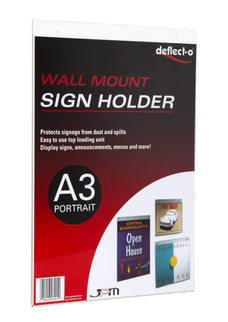 Deflecto A3 Wall Mountable Sign & Menu Holder, Portrait LX9947201
