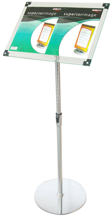 Deflecto A4 Acrylic Floor Stand On Chrome Pole and Base LX790345