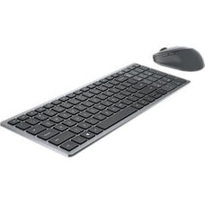 Dell Multi-Device Wireless Keyboard & Mouse Combo US English - KM7120W - Scissors Wireless Bluetooth/RF 5.0 2.40 GHz Keyboard - English (US) - Titan Gray - Wireless Bluetooth/RF - Optical - 1600 dpi - 7 Button - Tilt Wheel - QWERTY - Titan Gray - AA - Com IM4804229