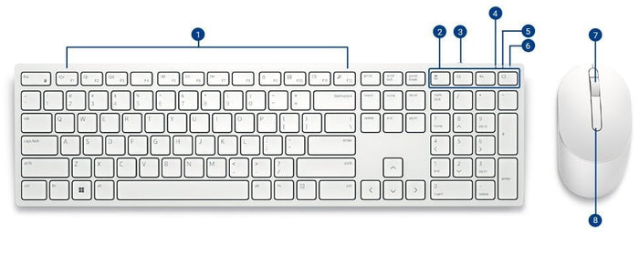 Dell Pro Wireless Keyboard And Mouse, KM5221W, White DD580-AKCC