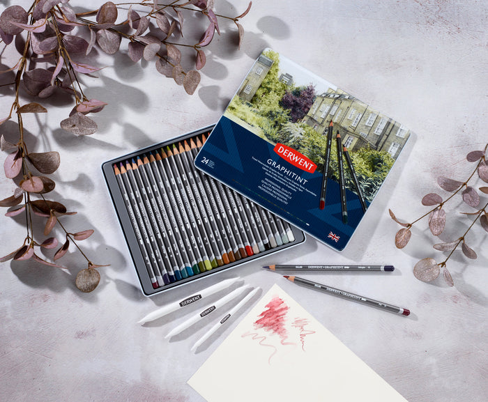 Derwent 12 Pack Graphitint Pencils in Metal Tin (0700802) AO700802