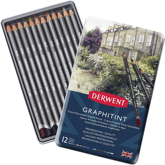 Derwent 12 Pack Graphitint Pencils in Metal Tin (0700802) AO700802-DO