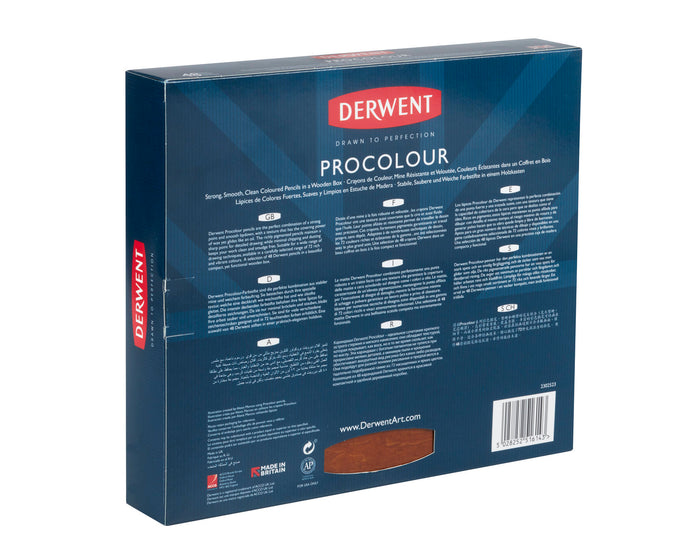 Derwent 48 Professional Quality Procolour Multi-Colour Coloured Pencils in Wooden Box AO2302523