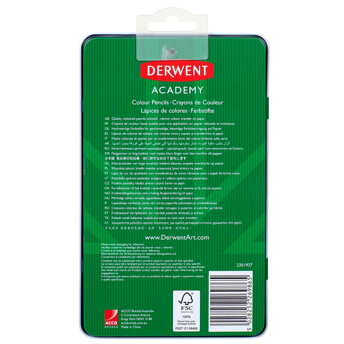 Derwent Academy Colour Pencil Full Height 12's (2301937) AO2301937