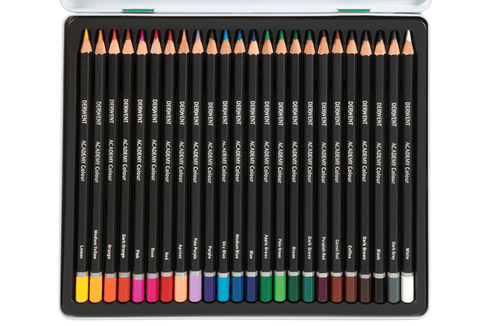 Derwent Academy Colour Pencil Full Height 24's in Metal Tin AO2301938
