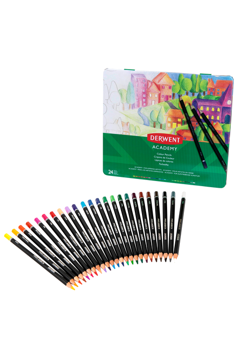 Derwent Academy Colour Pencil Full Height 24's in Metal Tin AO2301938